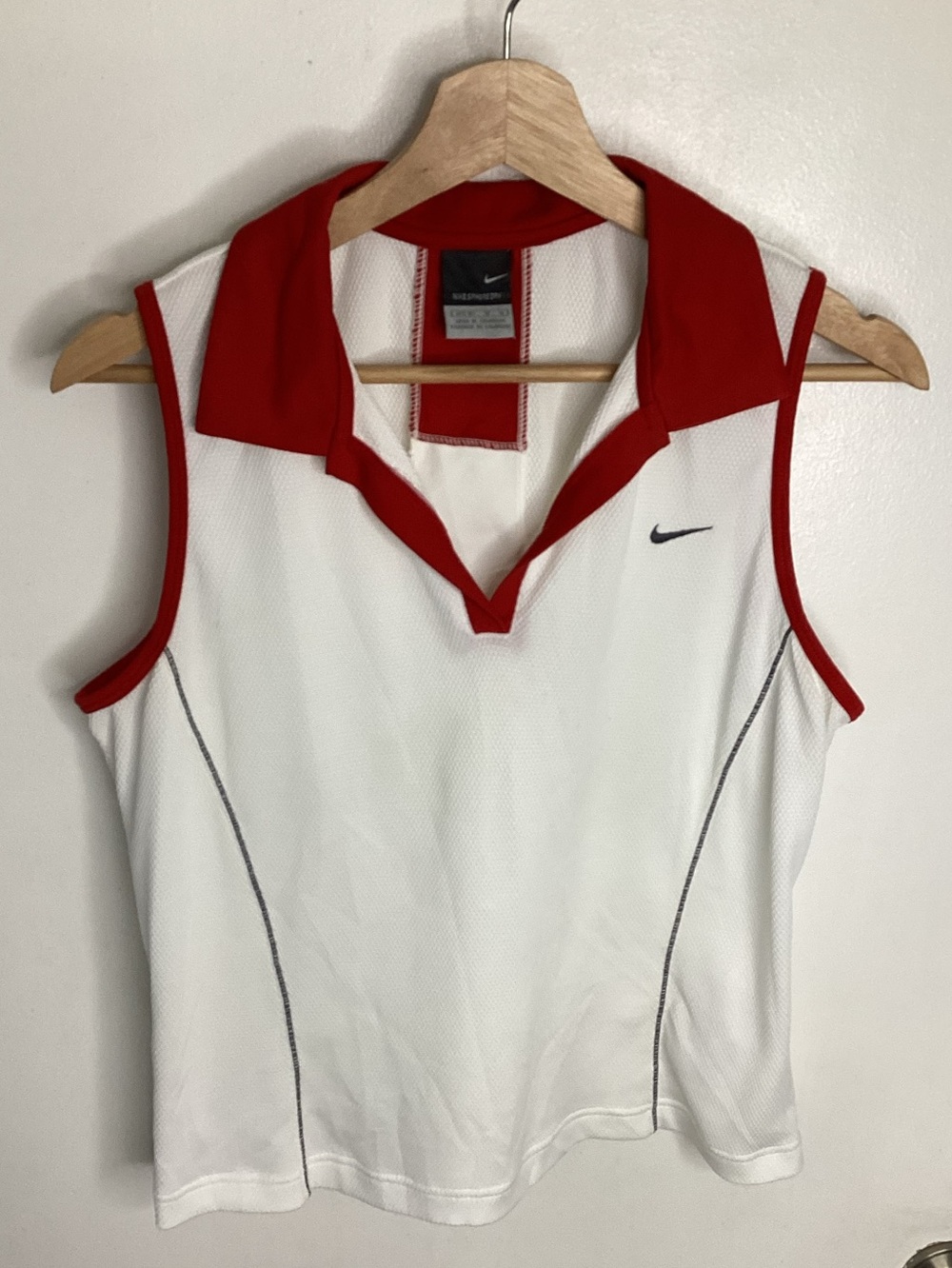 Vintage Nike Golf Sphere Dry Sleeveless PoloTank with Red Collar and Trim M